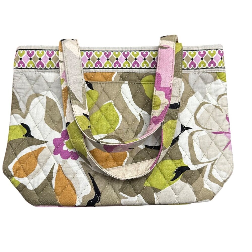 Vera Bradley Tote Zippered Small Floral Portobello Purple Floral Misprint Flaw - Picture 2 of 12